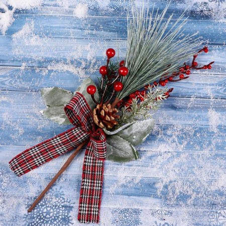 Decor "Winter charm" berry berries needles bow, 28 cm-2