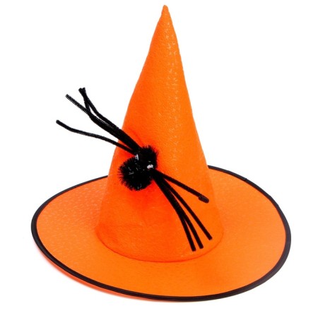 Carnival hat with a black spider, orange color-1