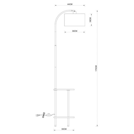 The floor lamp Combo A4055PN-1BK, E27, 60 W, 30x44x170 cm, black-3