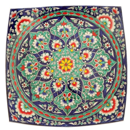 Largan Rishtan ceramics "Patterns", 32 cm, square, blue mix-7