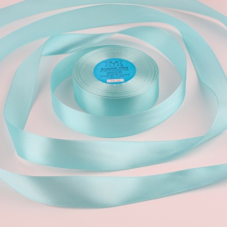 Satin tape, 25 mm × 33 ± 2 m, turquoise color No. 133
