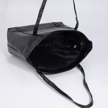 Soper bag with zipper, black color-4