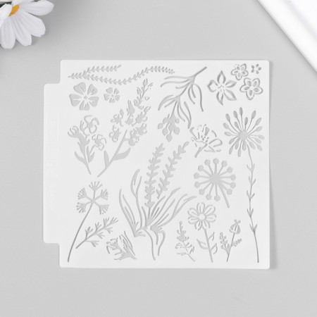 Stencil plastic "Tenderness of flowers" 13x13 cm-3