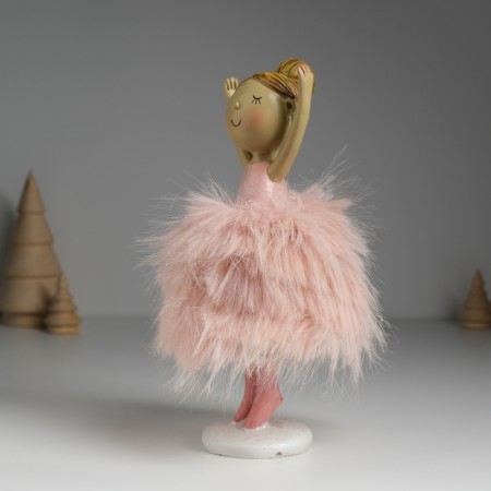 Polystone souvenir "Ballerina in the fur pink pack" 11x10x19.5 cm-2