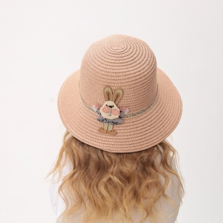 Hat for the girl Minaku "Bunny", pink color, rn 52-3