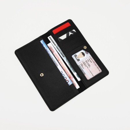 Women's wallet on the button, black color-2