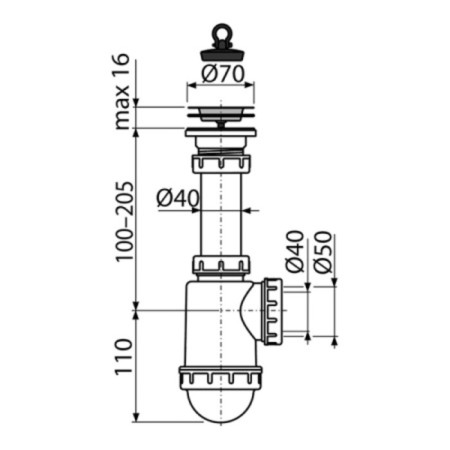 Dick for washing Alcadrain AG210712154, D = 40/50 mm, with a stainless grill-1
