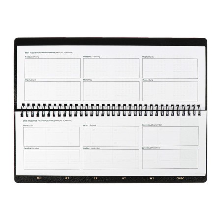 Dated 2025 planning, Escalada, 76 sheets, on the crest, integral cover, artificial leather, foil embossing, block 70, black, 310 x115mm-7