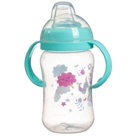 Drunker - children's impotion with soft nose "Unicorn", 270 ml., With handles, Biryuzovoy color-3