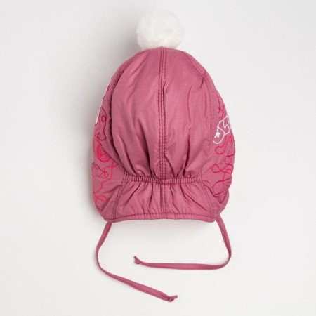 Kitty hat for a girl, lingonberry color, size 46-4