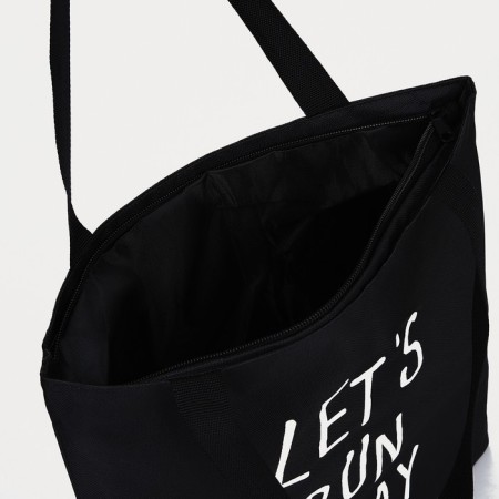 Soper bag “Let's run away far”, 40x35x0.5 cm, without lightning, without lining, black color-5