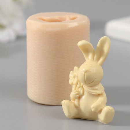 Silicone Mold "Hare with a bouquet" 3.8x2.7x5.4 cm mix-3