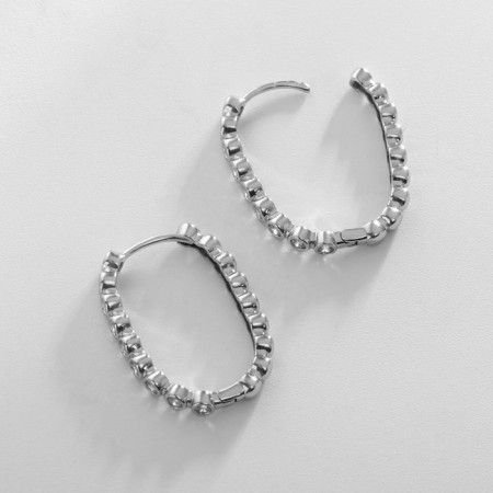 Ring earrings Xuping Beauty interweaving, white color in silver, d = 2.5 cm-1