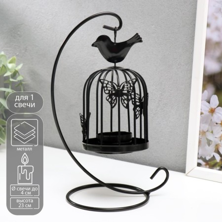Climber Metal "Cage with a bird" Black, 23x10x10 cm
