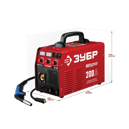 Welding semiautomatic device "Zubr" PS-200, Inverter, 6.4 kW, Max 29 A, MMA, MIG, MAG, efficiency 85%-1