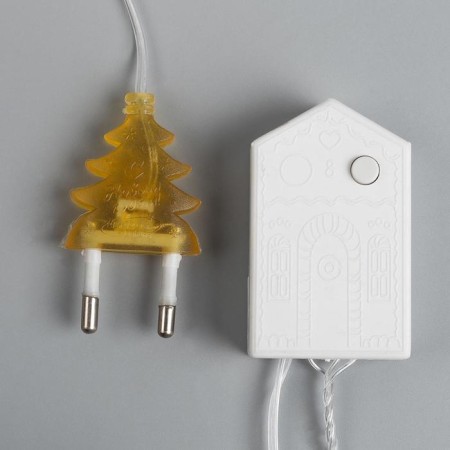Garland “thread” 10 m with nozzles “needle”, IP20, transparent thread, 100 LED, yellow glow, 8 modes, 220 V-3
