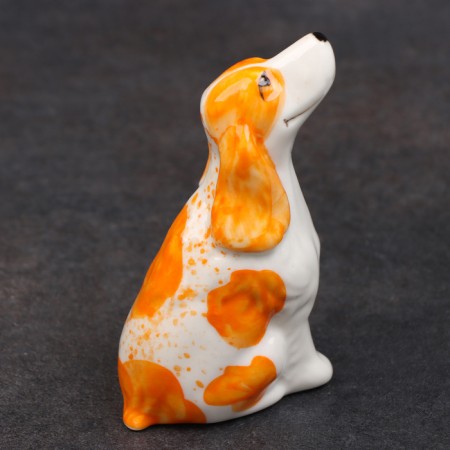 Porcelain figurine "Russian spaniel orange", 9 cm, copyright painting-3