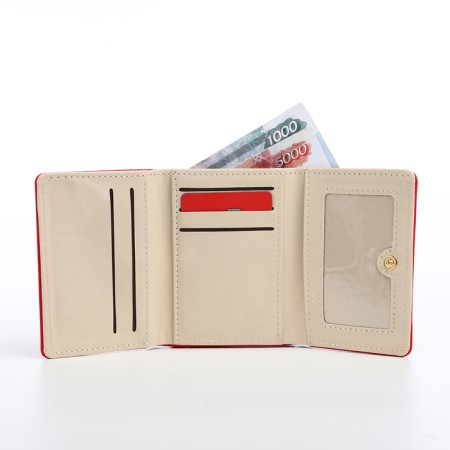Women's wallet on the button, red color-3
