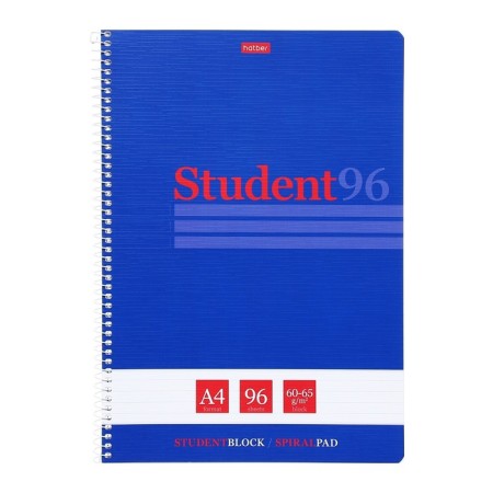 A4 notebook, 96 sheets in a ruler on a crest "Student Blue", cover Combined Cardboard, Matte lamination, embossing, Block 60 g/m2