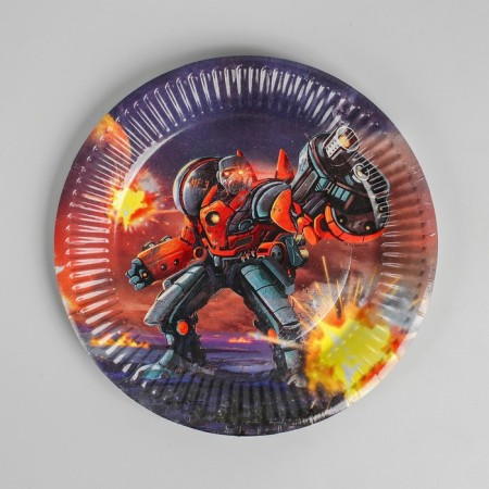 Disposable paper plate "Robot", 18 cm-1