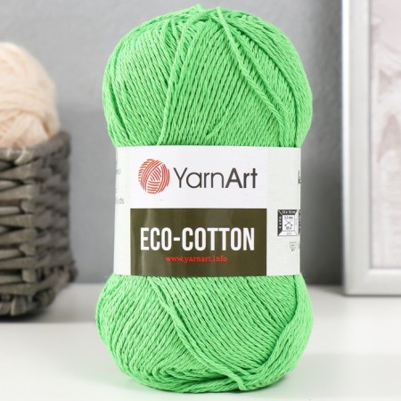 Yarn "Eco-Cotton" 80% cotton 20% polyester 220m/100g (802 yoke green)