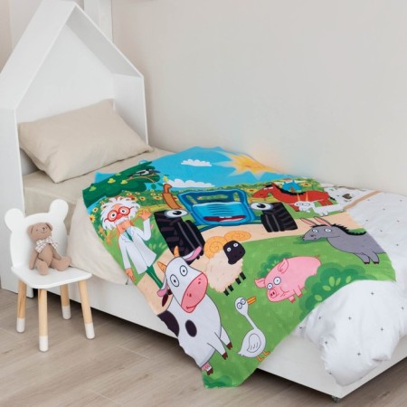 Baby Blue Tractor Plaid, 100x140 cm, 100% polyester