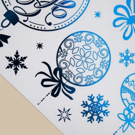 Vinyl stickers with foil "Christmas tree decorations", 30 x 50 cm, New Year-2