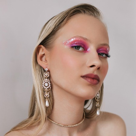 Necklace "ice", 1 row, white color in gold, 35 cm-4