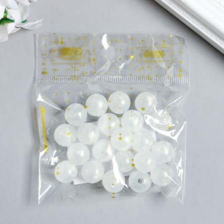 Plastic beads "White balls with sparkles" glow in the dark 20 g d = 1.2 cm-2