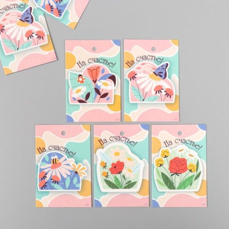 Cardboard "Flowers 05" set 10 pcs (5 types) 4x6 cm