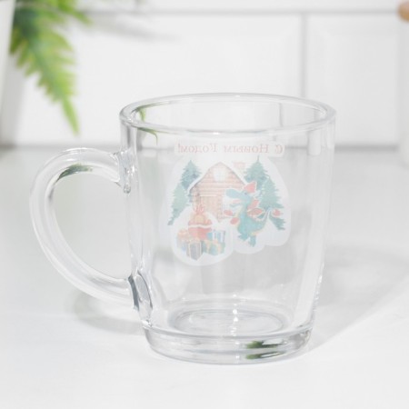 New Year mug "Happy New Year!" 340ml, hardened glass, neckline, gifts-1