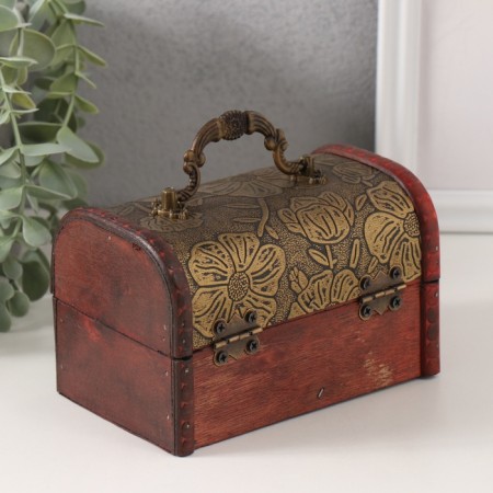 Casket wood chest with a “flowering” handle 8.4x14.5x8.7 cm-4