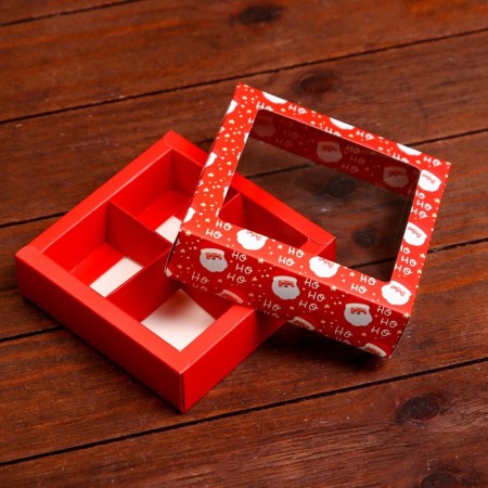 Box for sweets 4 pcs, 12.6 x 12.6 x 3.5 "Santa Claus"-3