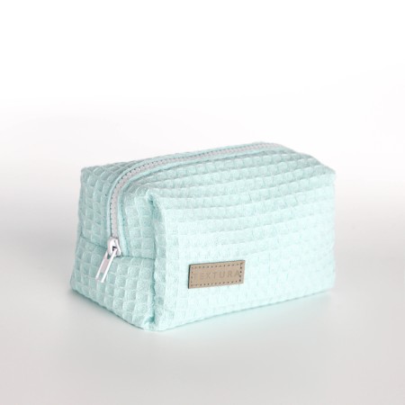 Cosmetic bag at the zipper textura, turquoise color-1