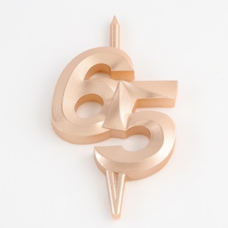 Candle in the cake "Jubilee", number 65, 10 cm, champagne-2