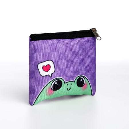 Children's textile wallet "Frog", 11x9x0.5 cm, purple color-1