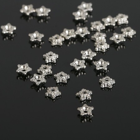 Hats for beads "Asterisk" (set 30 pcs.) 0.5 × 0.5 × 0.2 cm, silver color