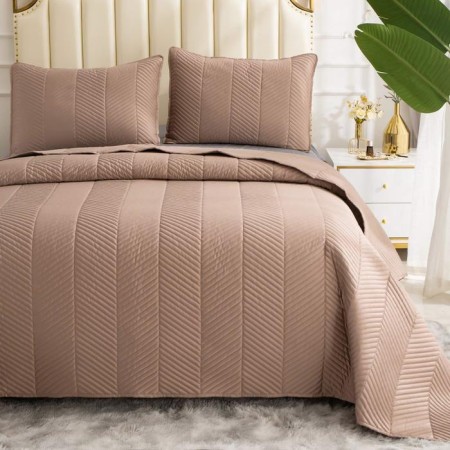 A set with a bedspread "Adonis", size 230x250 cm, 50x70 cm - 2 pcs, the color of the cappuccino-1