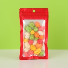 SIP-LOK package with a window, with Euroslot, red, 15.5 x 8.5 cm