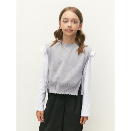 Knitted children's vests Amarobaby Bow, height 140 cm, color gray color-9