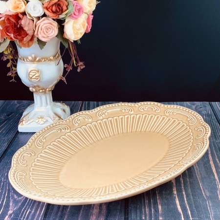 Oval dish Lenardi Bavaria, length 36 cm, caramel color