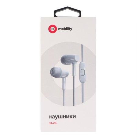 Headphones Mobility MT-25, vacuum, microphone, 105 dB, 16 Ohm, 1.2 m, white-1
