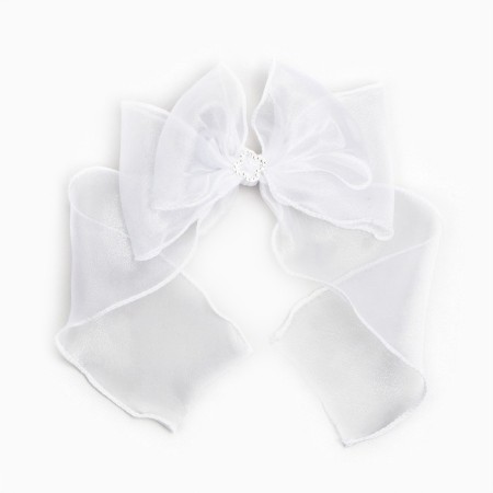Outlet. Hair bow on elastic band, white, 6x25 cm, princesses-6