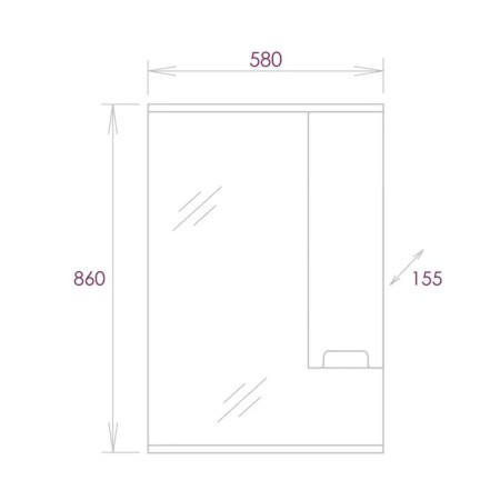 Mirror ONIKA cabinet Harper 58.01, white glossy color, right, with backlight-1