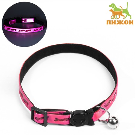 Fly collar with reflective coating "fish", 30 x 1 cm, pink