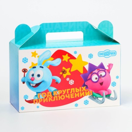 New Year. Gift box New Year's gift Small "Smeshariki" License 17.5 x 7 x 10.5 cm (+3.5 cm).-1