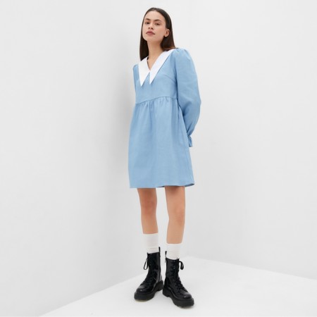 Women's dress with a collar Mist, p.44, light blue-1