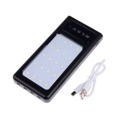 External battery 485, 10000 mAh, Type-C/Lightning/MicroUSB cables, lantern, black-10