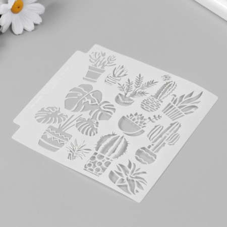 Plastic stencil "indoor plants" 13x13 cm-4
