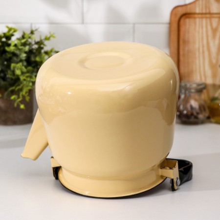 Enamged kettle, 3.5 l, without decolleys, beige color-3